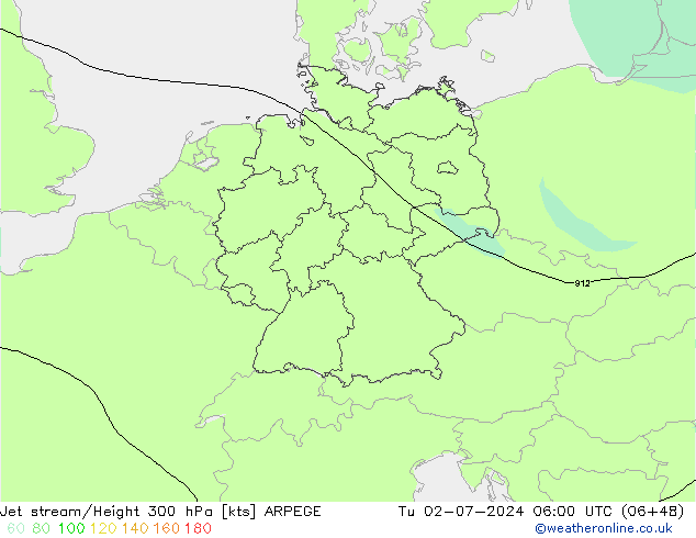 Straalstroom ARPEGE di 02.07.2024 06 UTC