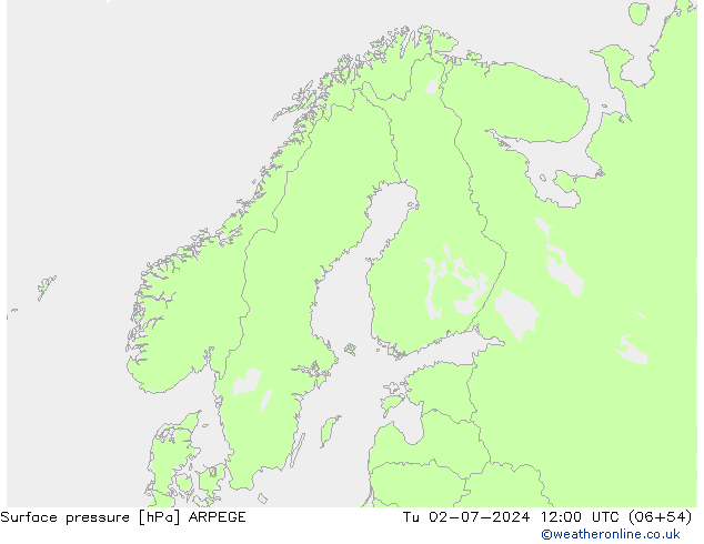 地面气压 ARPEGE 星期二 02.07.2024 12 UTC