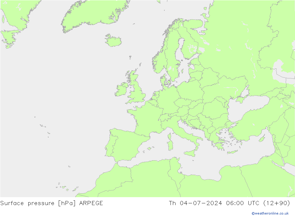 地面气压 ARPEGE 星期四 04.07.2024 06 UTC