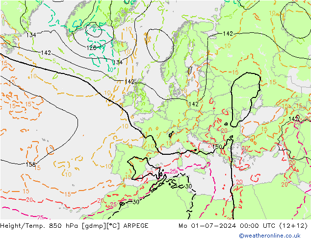 Hoogte/Temp. 850 hPa ARPEGE ma 01.07.2024 00 UTC