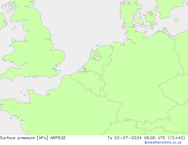 地面气压 ARPEGE 星期二 02.07.2024 06 UTC