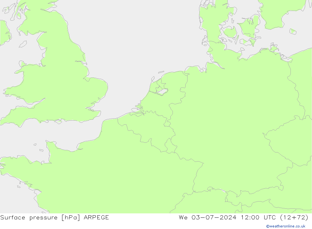 Luchtdruk (Grond) ARPEGE wo 03.07.2024 12 UTC