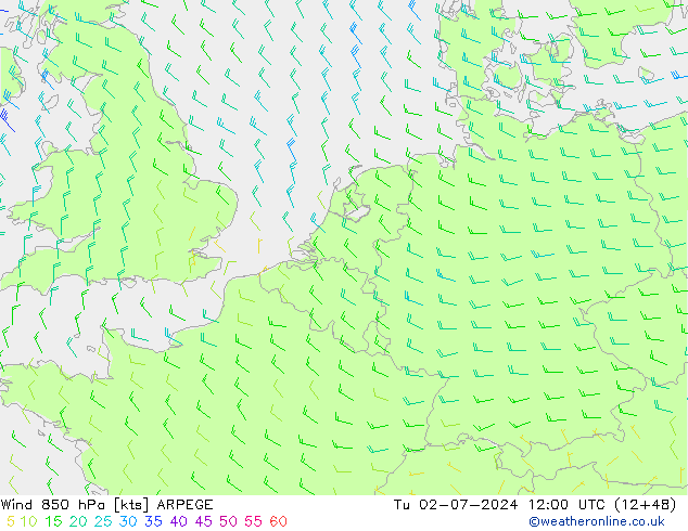Wind 850 hPa ARPEGE di 02.07.2024 12 UTC