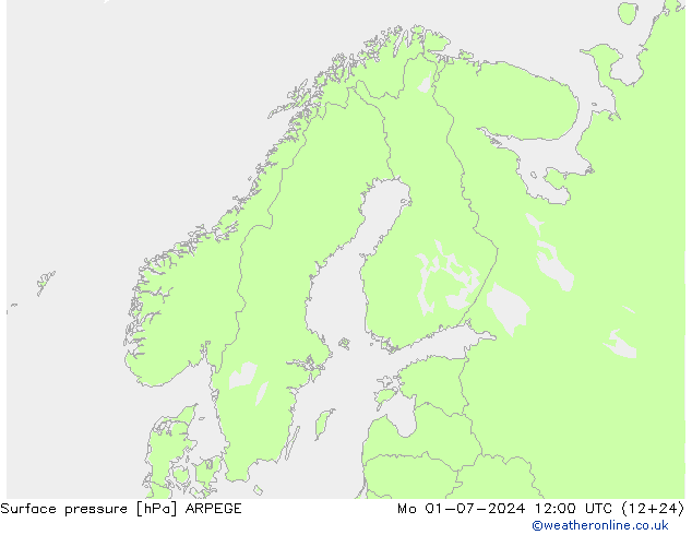地面气压 ARPEGE 星期一 01.07.2024 12 UTC