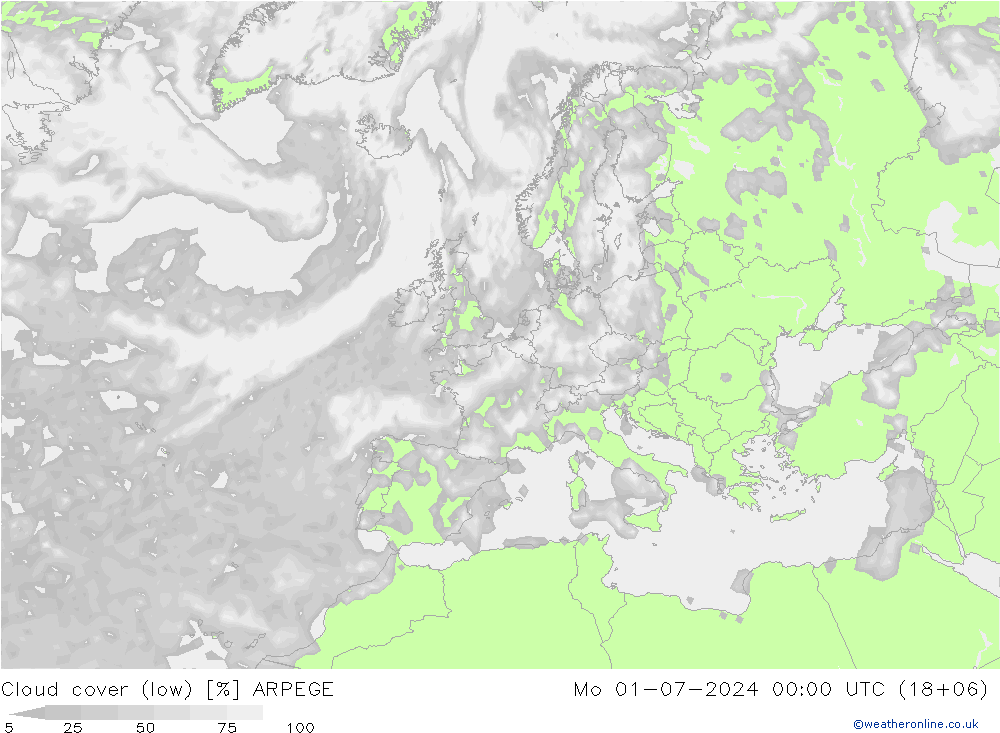云 (低) ARPEGE 星期一 01.07.2024 00 UTC