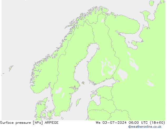 地面气压 ARPEGE 星期三 03.07.2024 06 UTC
