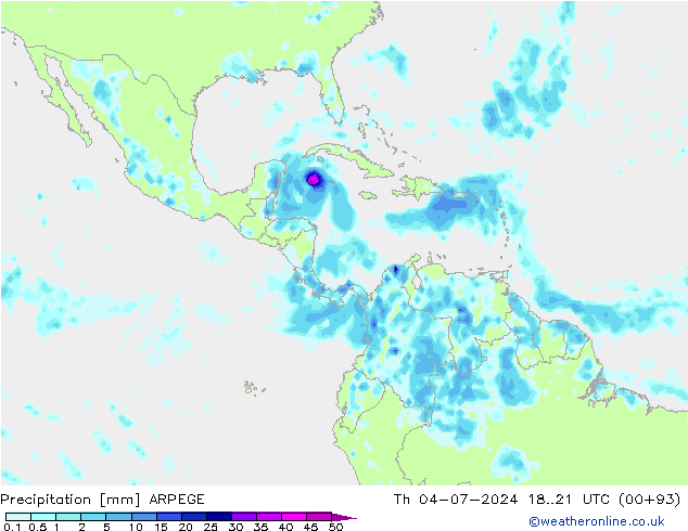 Neerslag ARPEGE do 04.07.2024 21 UTC