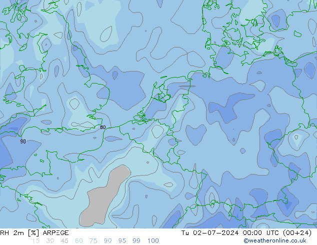 RV 2m ARPEGE di 02.07.2024 00 UTC