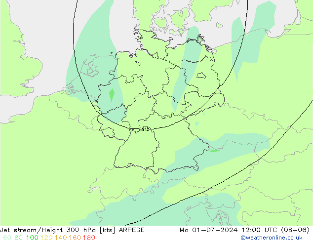 Straalstroom ARPEGE ma 01.07.2024 12 UTC