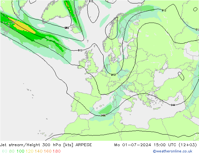 高速氣流 ARPEGE 星期一 01.07.2024 15 UTC