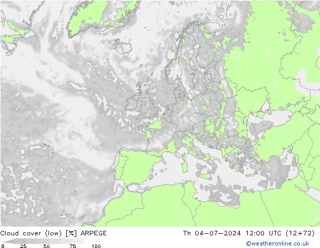 云 (低) ARPEGE 星期四 04.07.2024 12 UTC