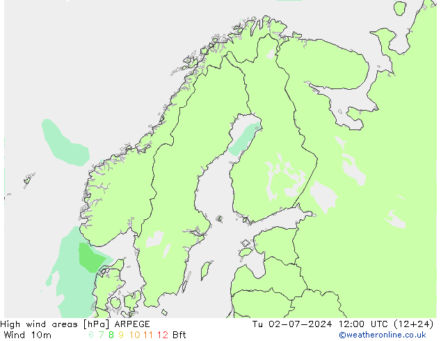 Windvelden ARPEGE di 02.07.2024 12 UTC