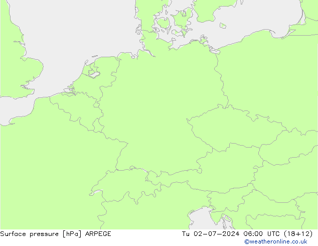 地面气压 ARPEGE 星期二 02.07.2024 06 UTC