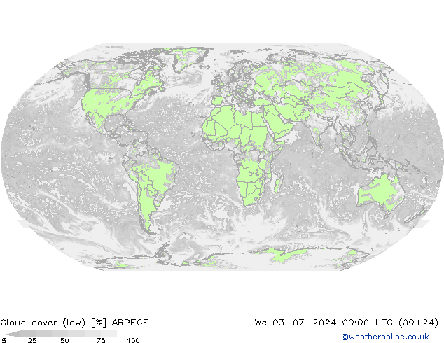 云 (低) ARPEGE 星期三 03.07.2024 00 UTC
