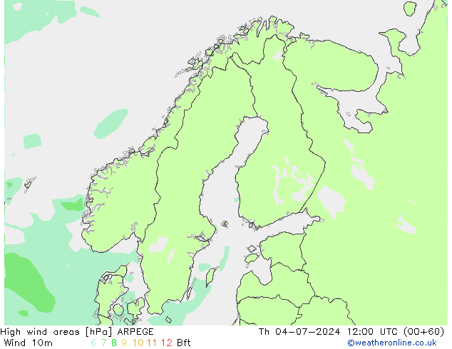 Windvelden ARPEGE do 04.07.2024 12 UTC