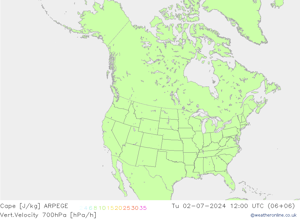 Cape ARPEGE di 02.07.2024 12 UTC