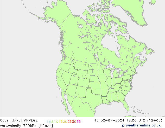 Cape ARPEGE di 02.07.2024 18 UTC