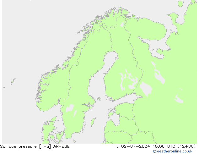 地面气压 ARPEGE 星期二 02.07.2024 18 UTC