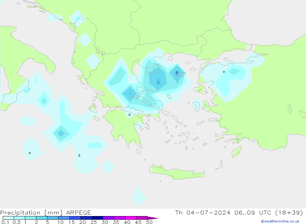 Neerslag ARPEGE do 04.07.2024 09 UTC