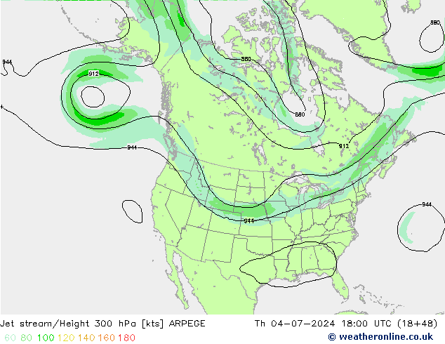 高速氣流 ARPEGE 星期四 04.07.2024 18 UTC