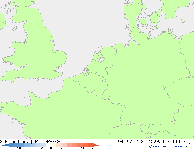 Druktendens (+/-) ARPEGE do 04.07.2024 18 UTC