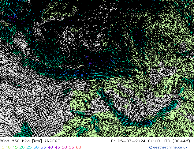 Wind 850 hPa ARPEGE vr 05.07.2024 00 UTC