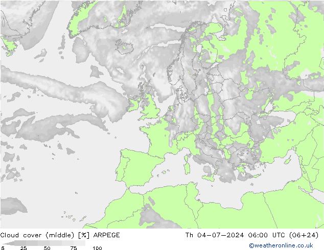 云 (中) ARPEGE 星期四 04.07.2024 06 UTC