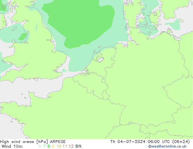 Windvelden ARPEGE do 04.07.2024 06 UTC