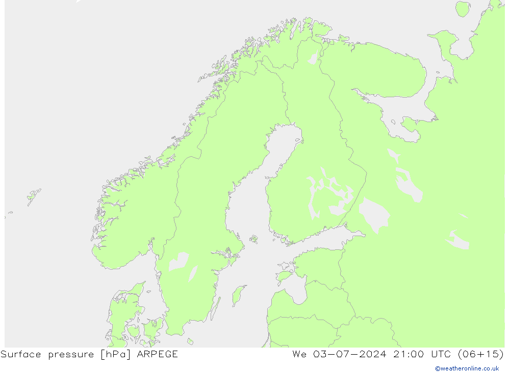 Luchtdruk (Grond) ARPEGE wo 03.07.2024 21 UTC