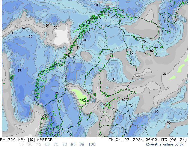 RV 700 hPa ARPEGE do 04.07.2024 06 UTC