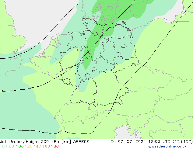 Straalstroom ARPEGE zo 07.07.2024 18 UTC