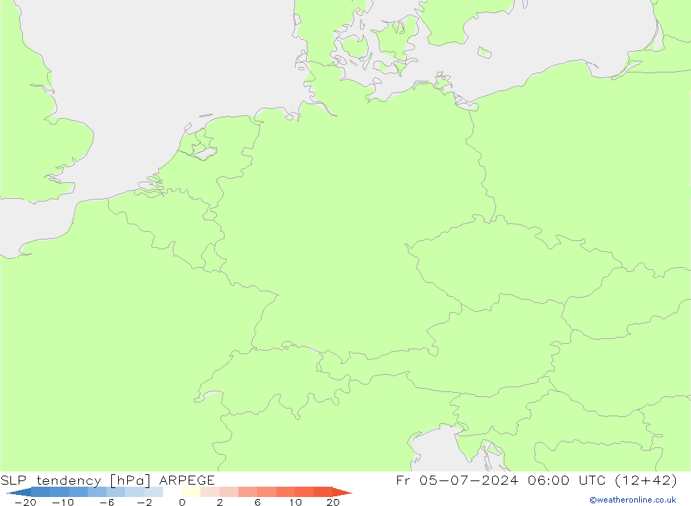Druktendens (+/-) ARPEGE vr 05.07.2024 06 UTC
