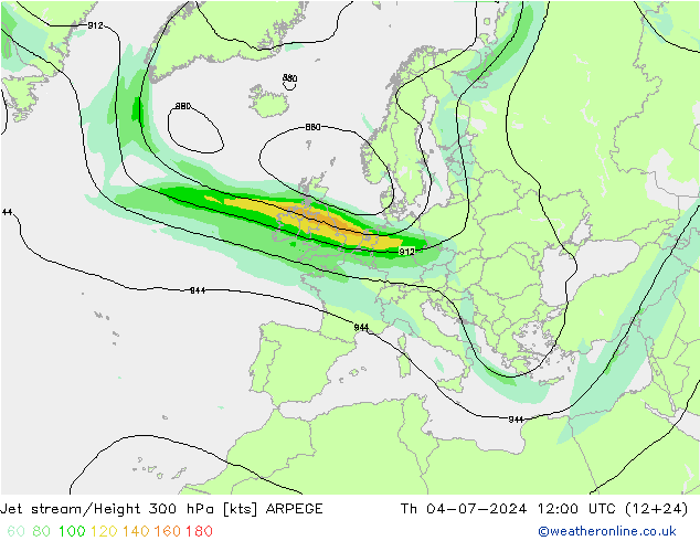 高速氣流 ARPEGE 星期四 04.07.2024 12 UTC