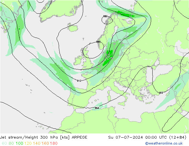 Straalstroom ARPEGE zo 07.07.2024 00 UTC