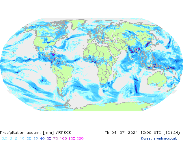 Totale neerslag ARPEGE do 04.07.2024 12 UTC