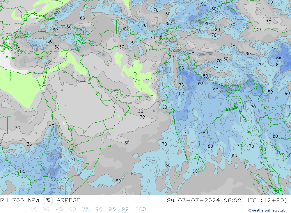RV 700 hPa ARPEGE zo 07.07.2024 06 UTC
