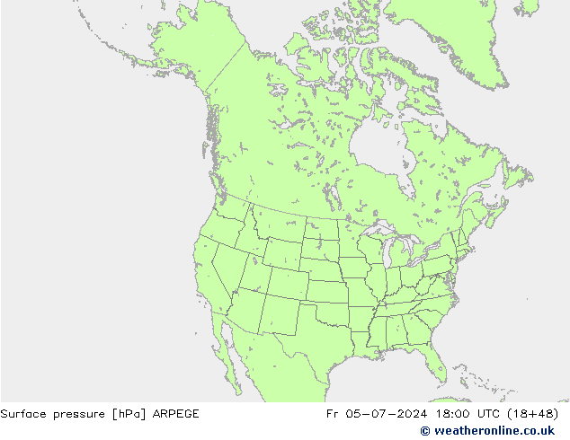 地面气压 ARPEGE 星期五 05.07.2024 18 UTC