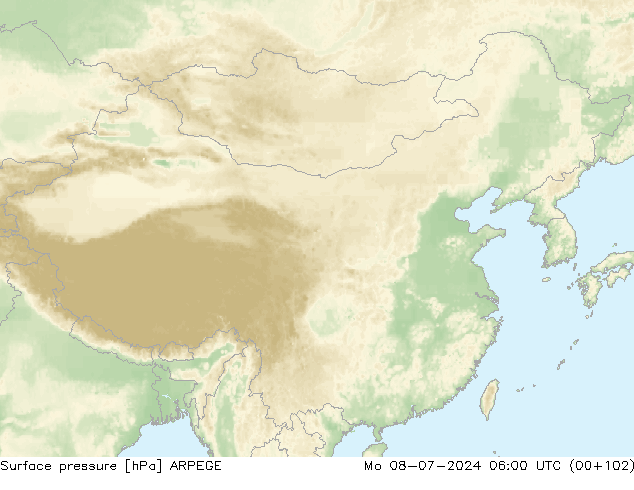 地面气压 ARPEGE 星期一 08.07.2024 06 UTC