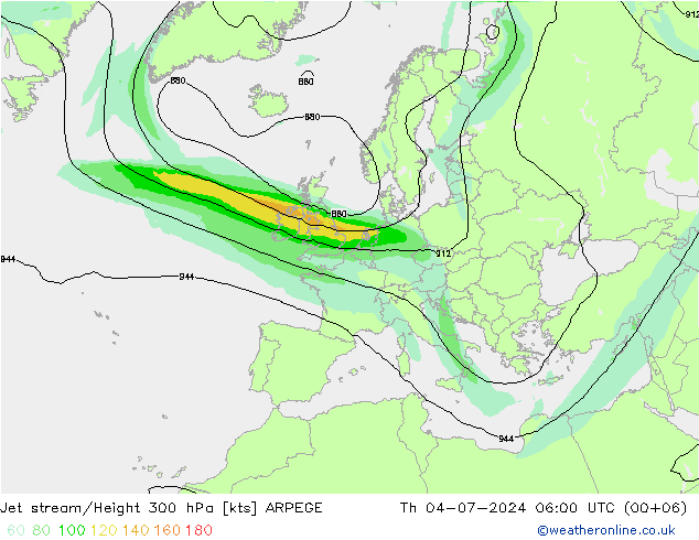 Straalstroom ARPEGE do 04.07.2024 06 UTC