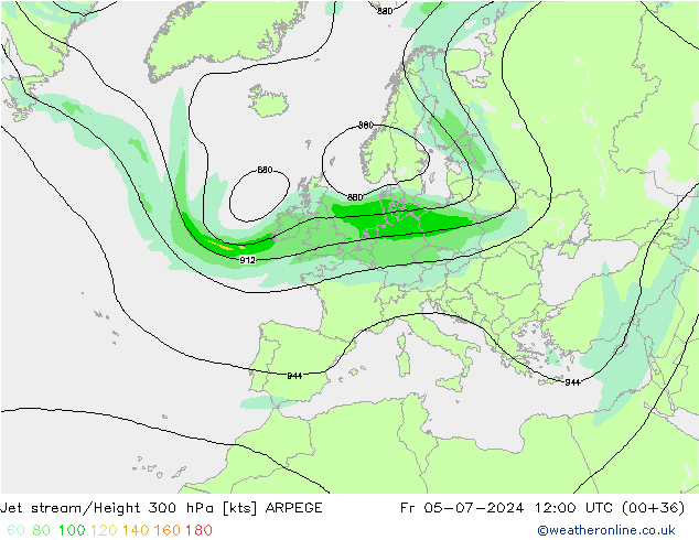 高速氣流 ARPEGE 星期五 05.07.2024 12 UTC