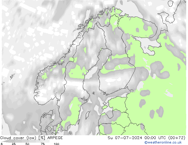 云 (低) ARPEGE 星期日 07.07.2024 00 UTC
