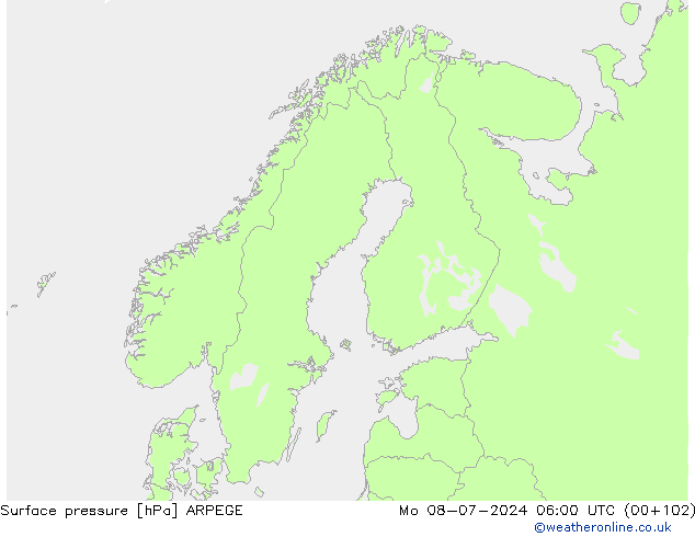 Luchtdruk (Grond) ARPEGE ma 08.07.2024 06 UTC