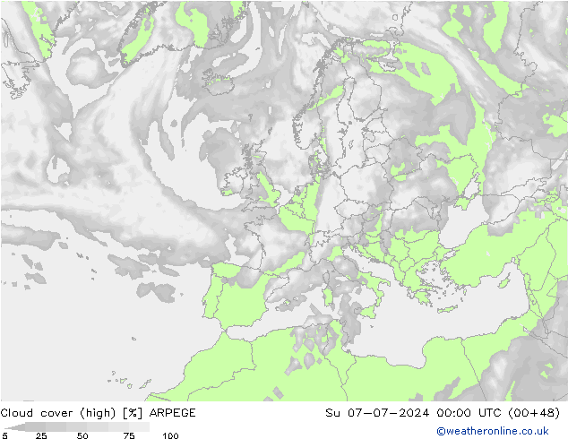 云 (中) ARPEGE 星期日 07.07.2024 00 UTC