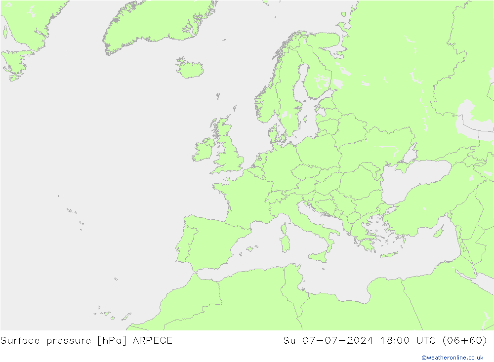 Luchtdruk (Grond) ARPEGE zo 07.07.2024 18 UTC