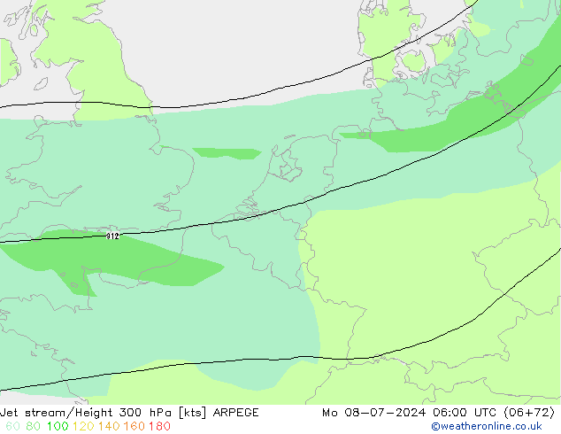 Straalstroom ARPEGE ma 08.07.2024 06 UTC