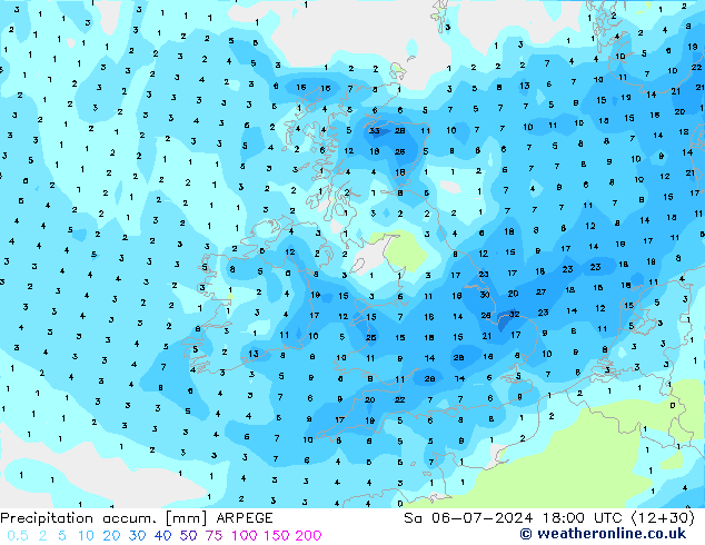 Totale neerslag ARPEGE za 06.07.2024 18 UTC