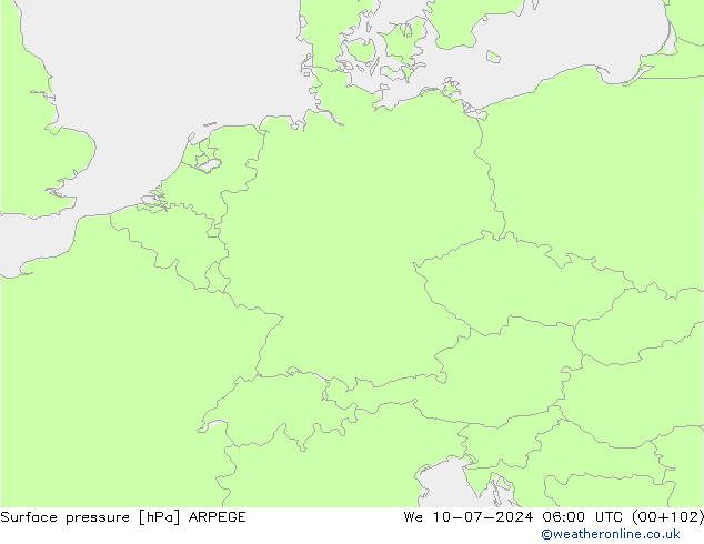 Luchtdruk (Grond) ARPEGE wo 10.07.2024 06 UTC