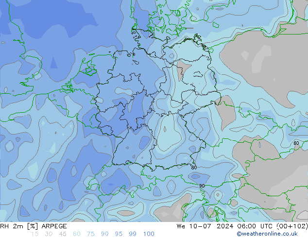 RV 2m ARPEGE wo 10.07.2024 06 UTC
