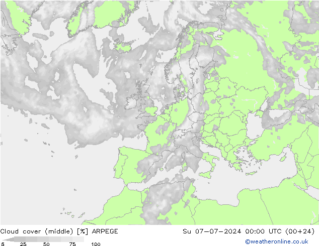 云 (中) ARPEGE 星期日 07.07.2024 00 UTC