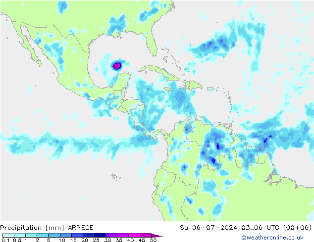 Neerslag ARPEGE za 06.07.2024 06 UTC